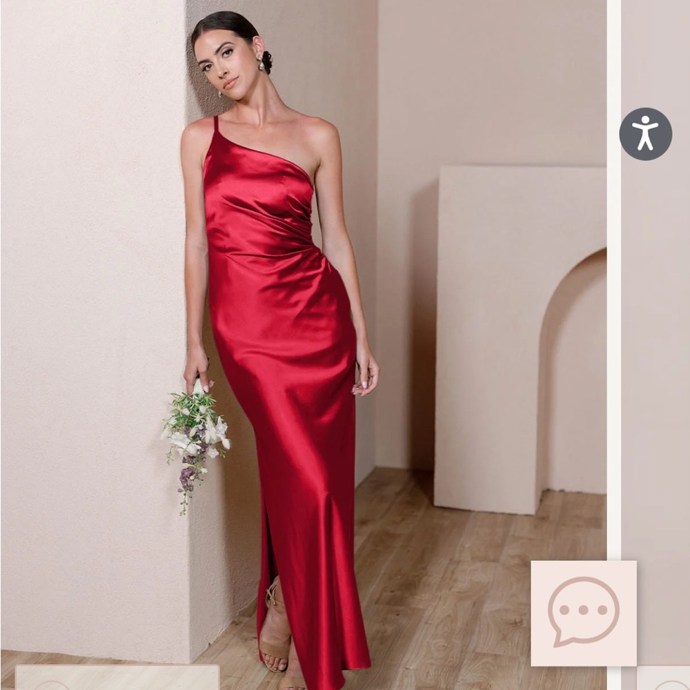 NWT Revelry Poppy Red One-Shoulder Gown Size 8